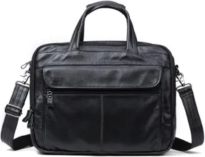 15.7in Mens Vintage Messenger Bag, large capacity, Versatile Laptop Briefcase, Leathers, multipocket Work Bag w/Strap, Waterproof, for Office Business Travel College