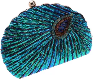 1pc Chic Peacock Evening Clutch Bag Handmade Beaded Wedding Purse for Women Stylish Party Banquet Handbag for Prom and Formal Events
