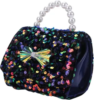 1Pc Elegant Sequin Handbag with Pearl Design Versatile and Clutch Bag for Women for Parties Weddings and Night Out Black