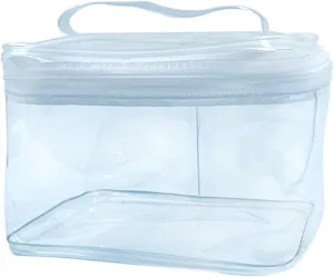 1PCS Clear Handle Zipper Cosmetic Bag and Versatile Travel Pouch,Durable PVC Material,for Makeup Travel Essentials (With-1PCS)