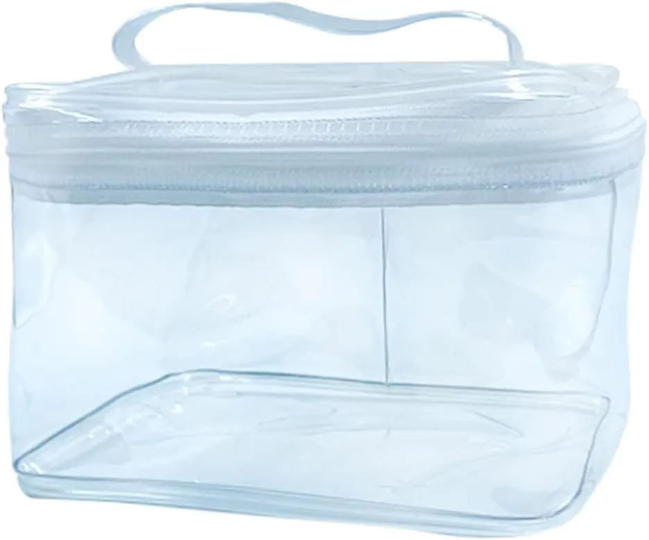 1PCS Clear Handle Zipper Cosmetic Bag and Versatile Travel Pouch,Durable PVC Material,for Makeup Travel Essentials (With-1PCS)
