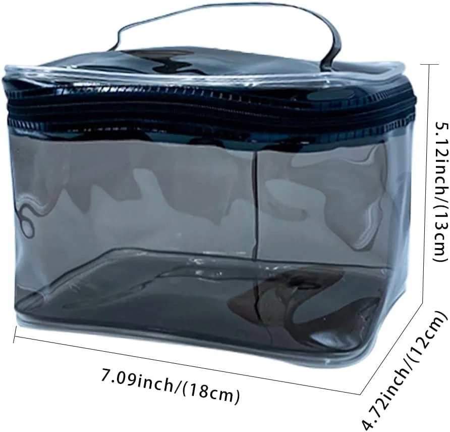 1PCS Clear Handle Zipper Cosmetic Bag and Versatile Travel Pouch,Durable PVC Material,for Makeup Travel Essentials (With-1PCS)