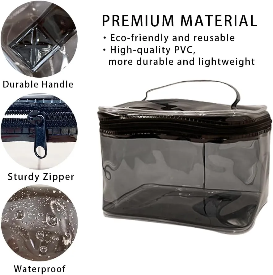 1PCS Clear Handle Zipper Cosmetic Bag and Versatile Travel Pouch,Durable PVC Material,for Makeup Travel Essentials (With-1PCS)