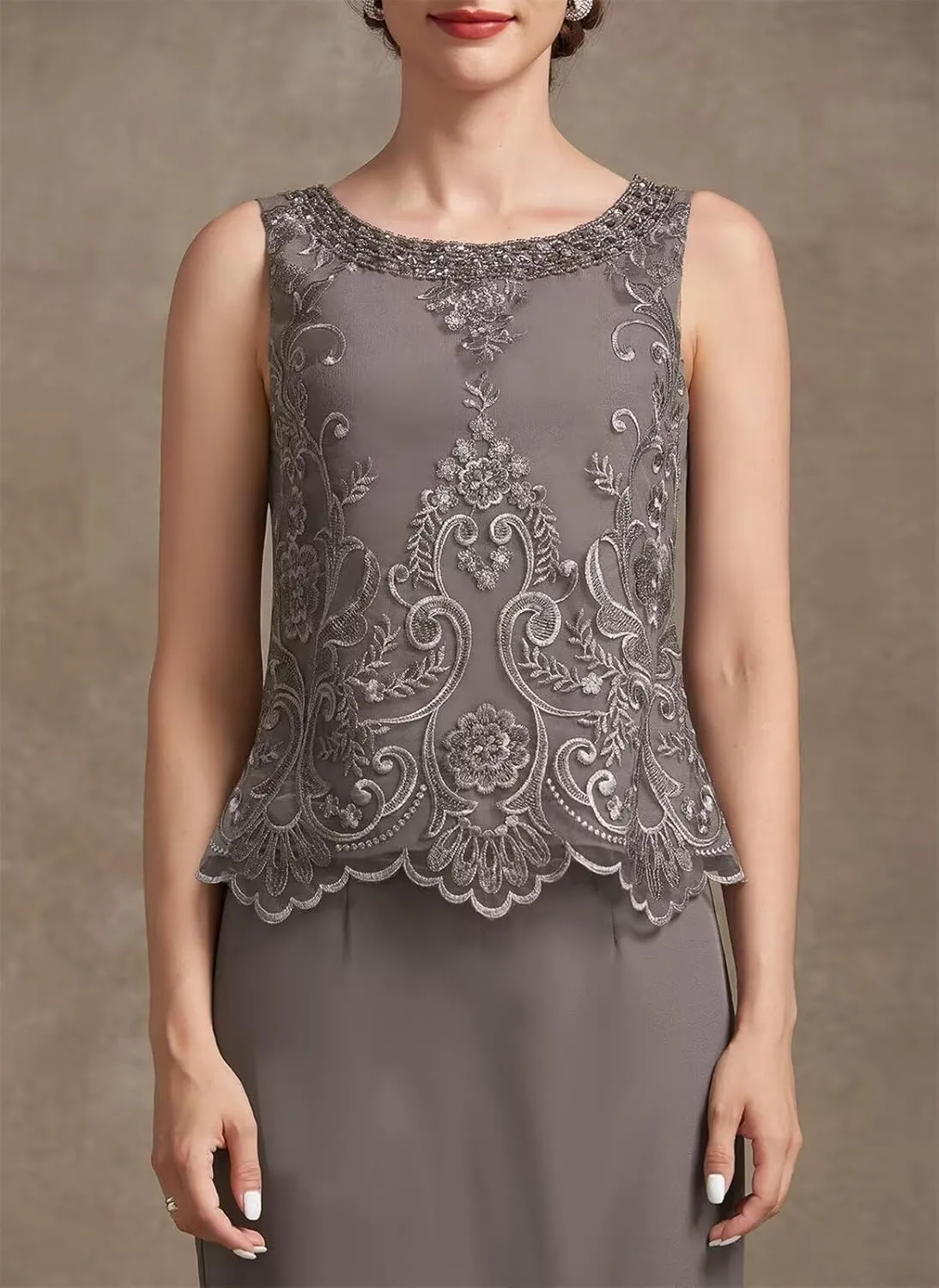 2 Piece Elegant Mother's Evening Gowns with Sleeves Formal Dresses Plus Size Mother of The Bride Dress with Jacket HD261