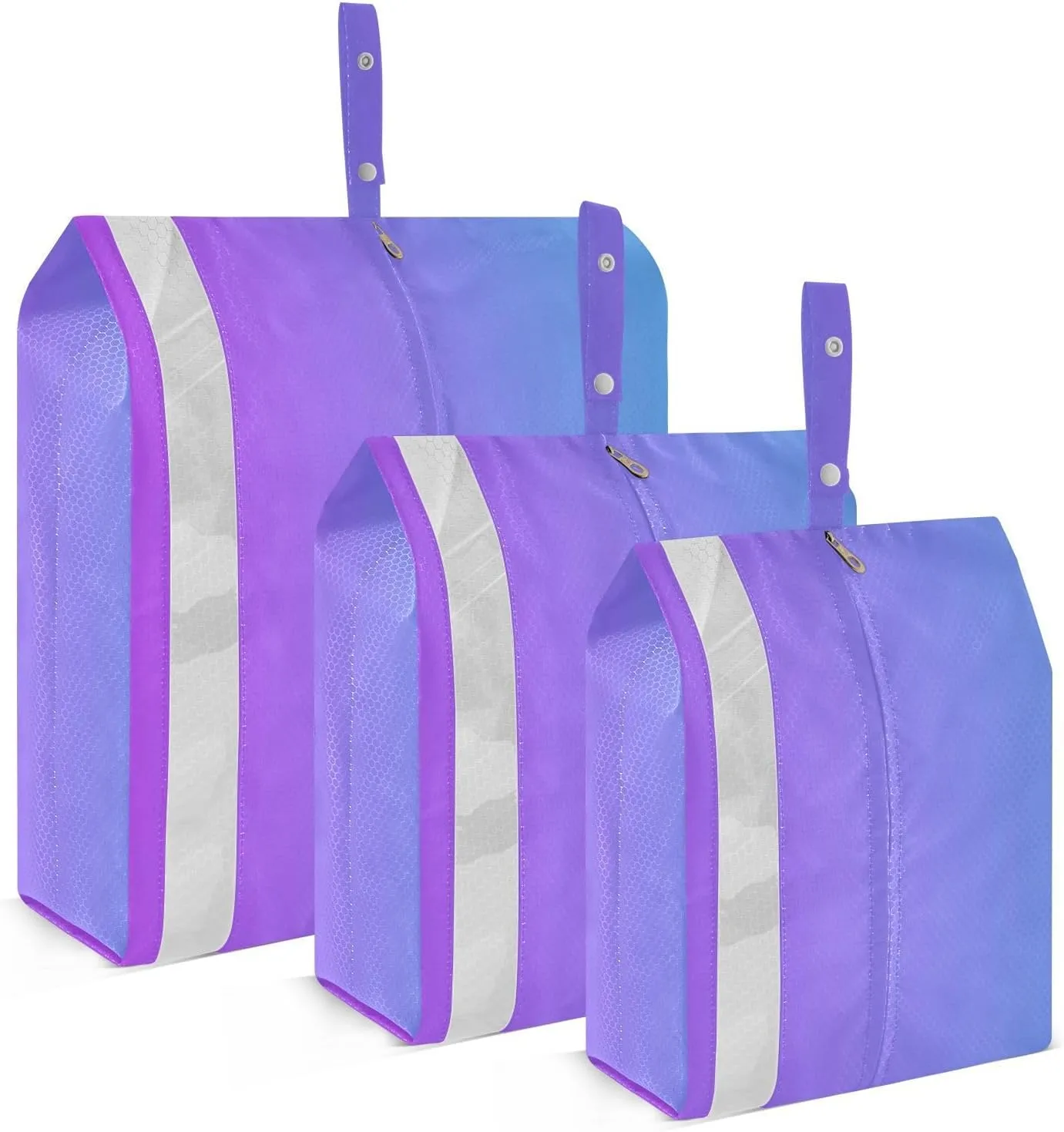 3 Set Travel Packing Cubes For Suitcases, Blue Purple Gradient, Stackable, Garment Bag Closet Storage, Luggage Space Saver, Luggages Management Personnel
