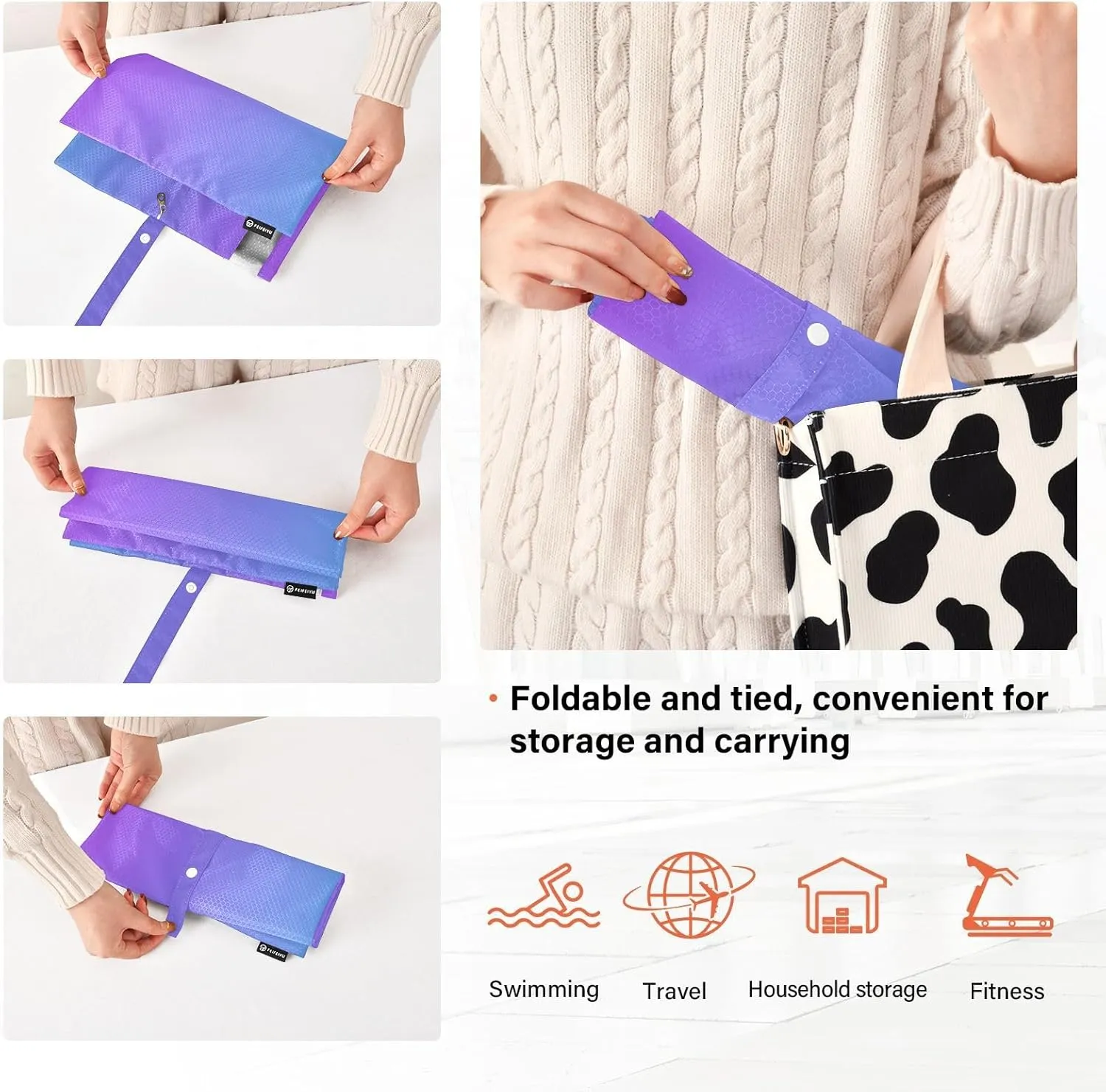 3 Set Travel Packing Cubes For Suitcases, Blue Purple Gradient, Stackable, Garment Bag Closet Storage, Luggage Space Saver, Luggages Management Personnel
