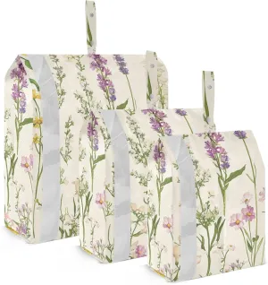 3 Set Travel Packing Cubes For Suitcases, Spring Flowers Lavender Daisy Lily Beige, Stackable, Garment Bag Closet Storage, Luggage Space Saver, Luggages Management Personnel