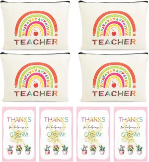 8PCS Teacher Appreciation Gifts Bulk Teacher Gifts Makeup Bags Survival Kit Appreciation Week Keychain for women