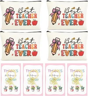 8PCS Teacher Appreciation Gifts Bulk Teacher Gifts Makeup Bags Survival Kit Appreciation Week Keychain for women