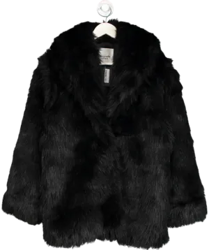 Abercrombie & Fitch Black Shawl Collar Faux Fur Coat UK L