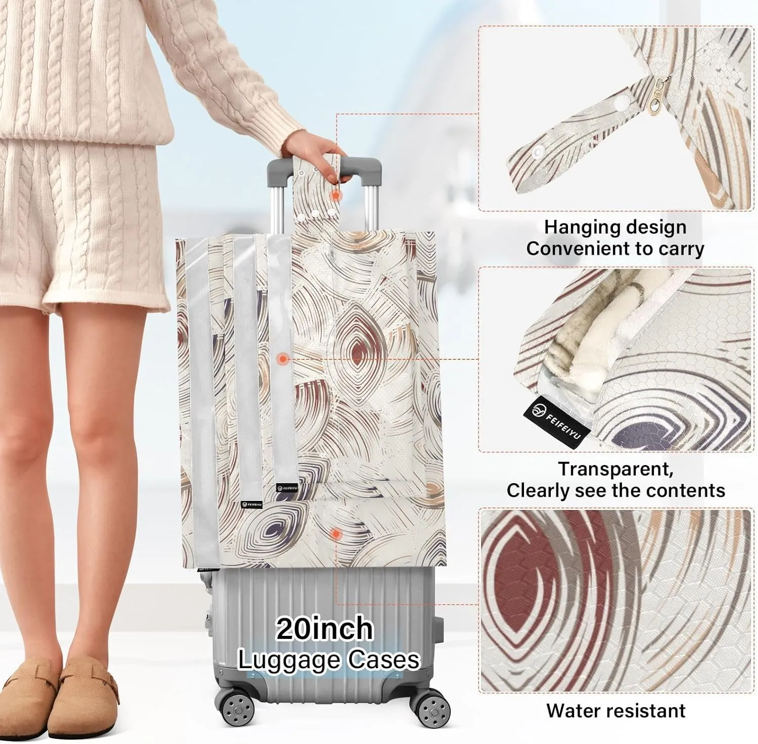 Abstract Geometric 3 Set Travel Packing Cubes For Suitcases, Foldable, Garment Bag Closet Storage, Luggage Space Saver, Luggages Management Personnel