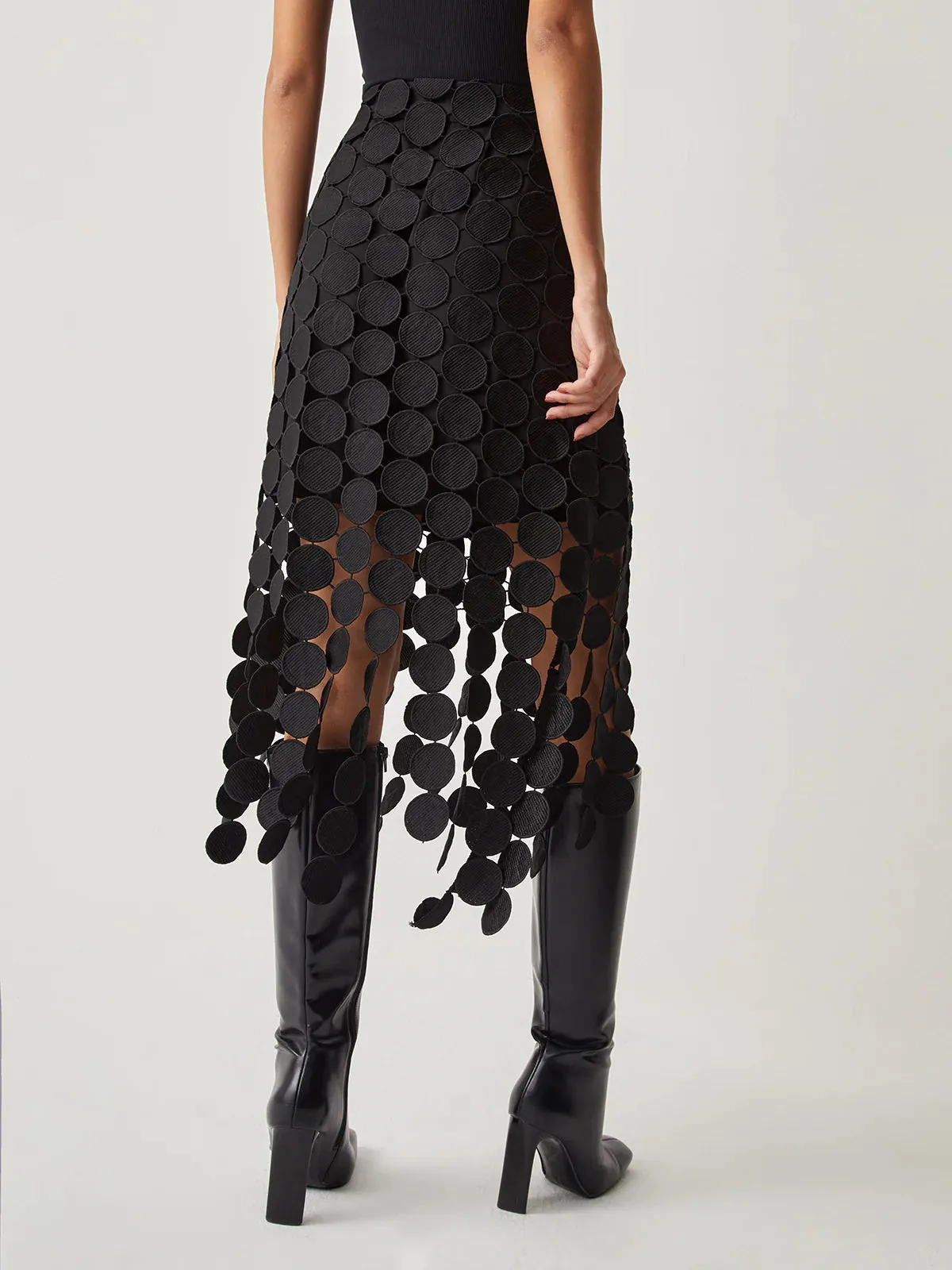 Alessia Laser Cut Skirt with Tassels