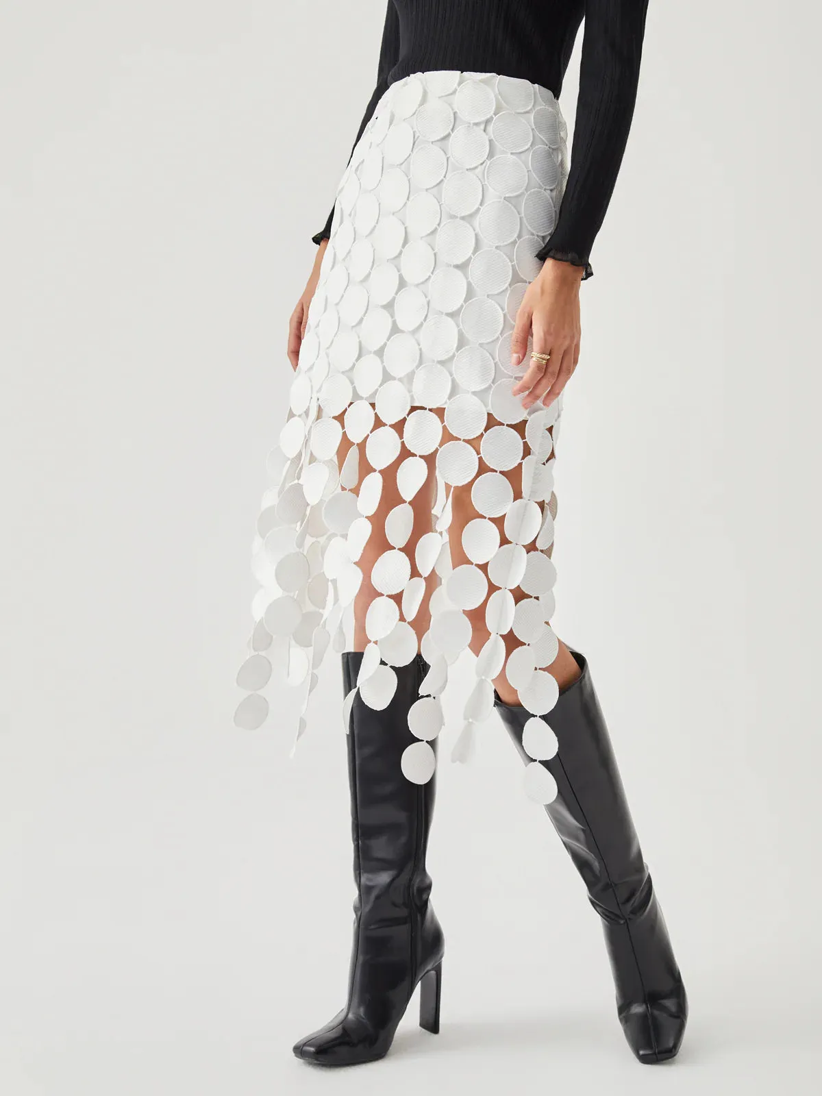 Alessia Laser Cut Skirt with Tassels