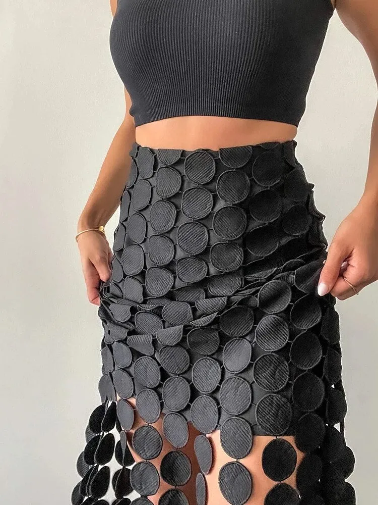 Alessia Laser Cut Skirt with Tassels