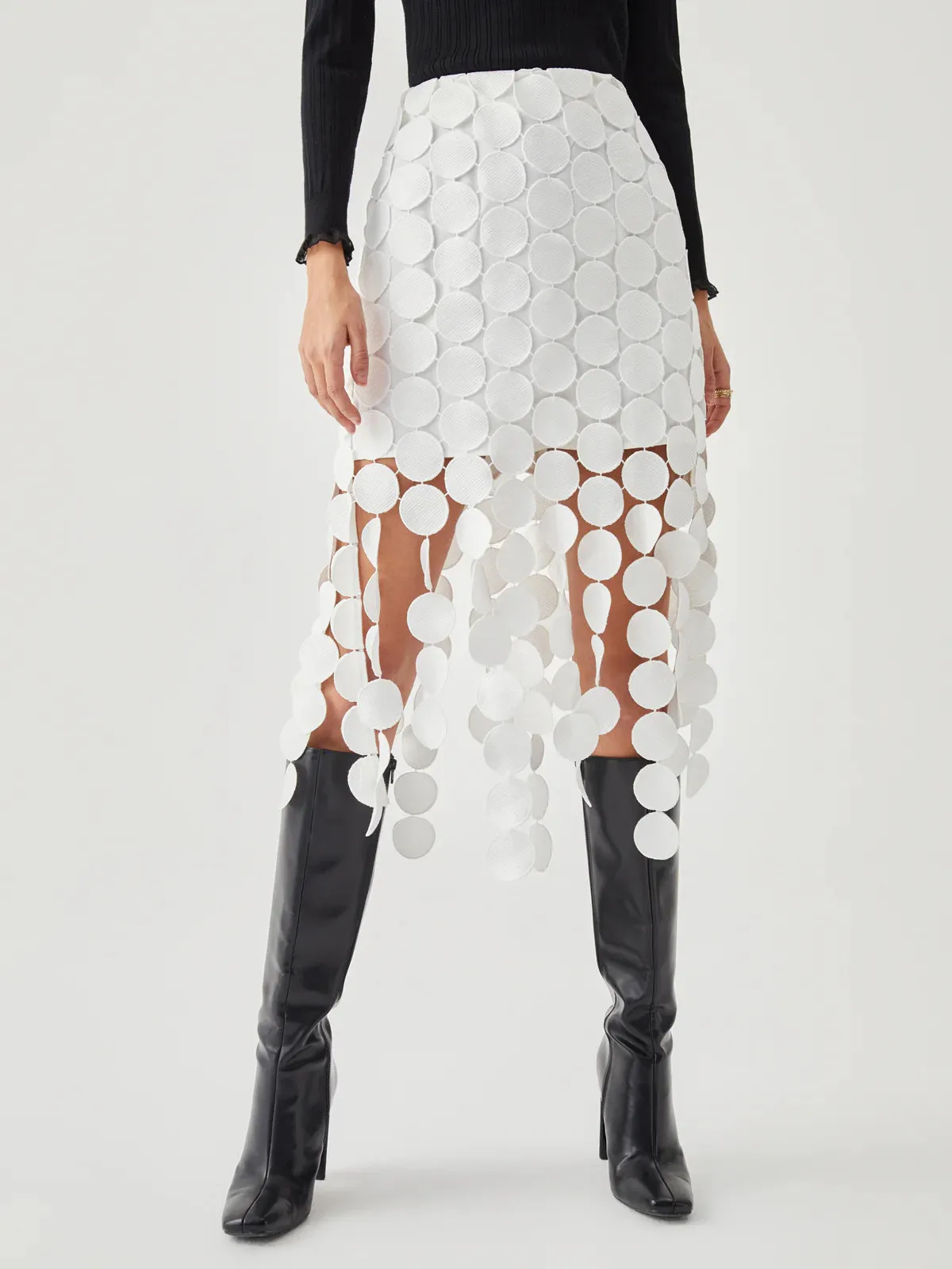 Alessia Laser Cut Skirt with Tassels