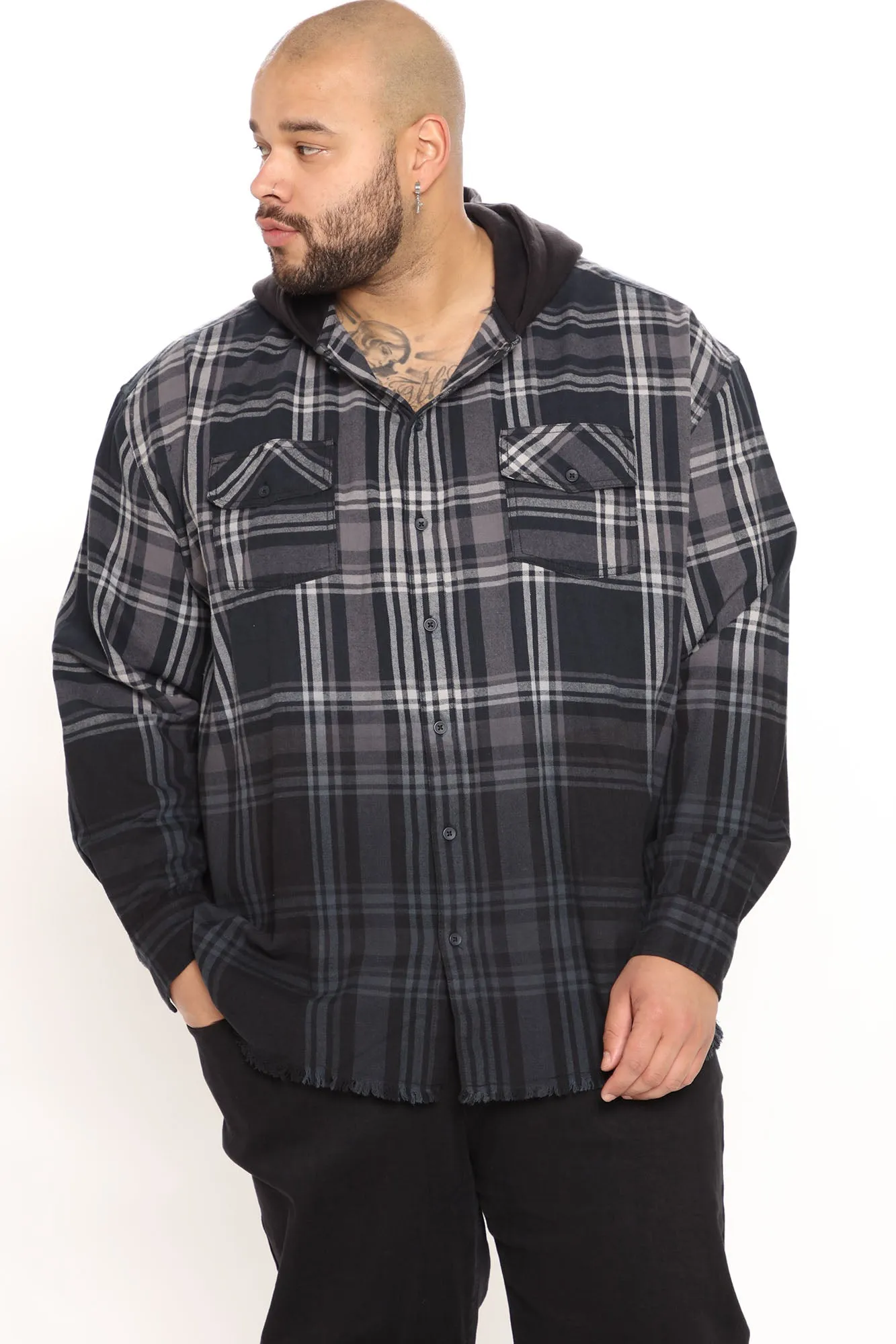 All About It Ombre Oversized Hoodie - Black/Grey