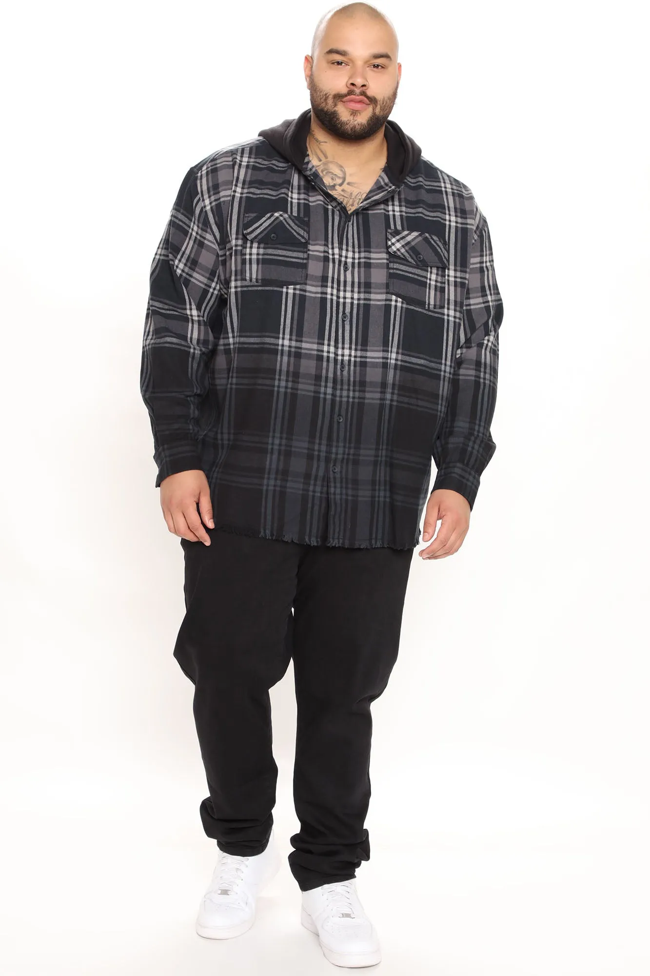 All About It Ombre Oversized Hoodie - Black/Grey