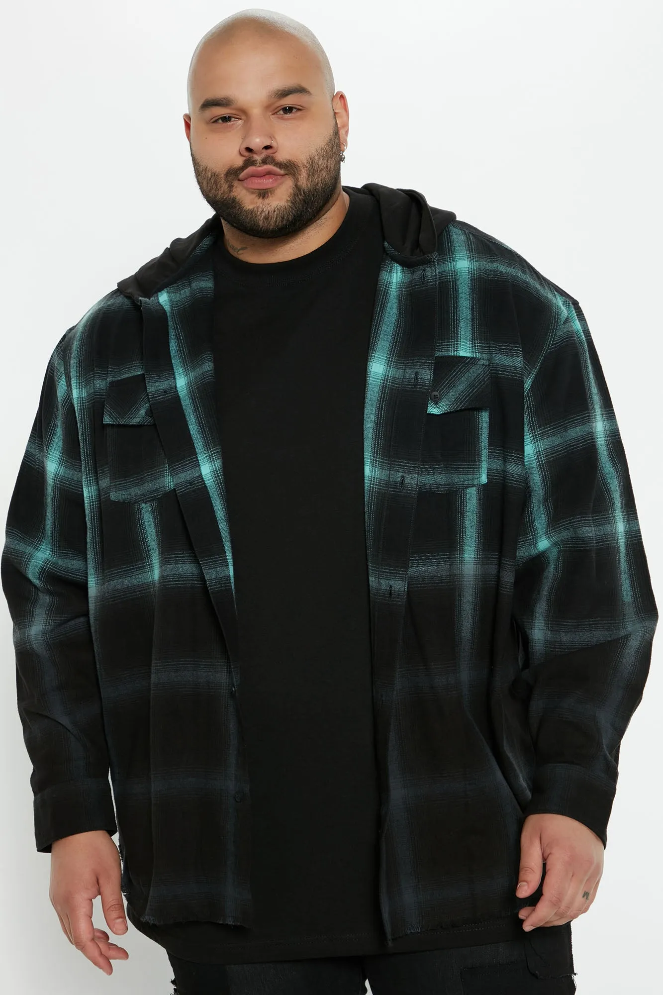 All About It Ombre Oversized Hoodie - Green/combo
