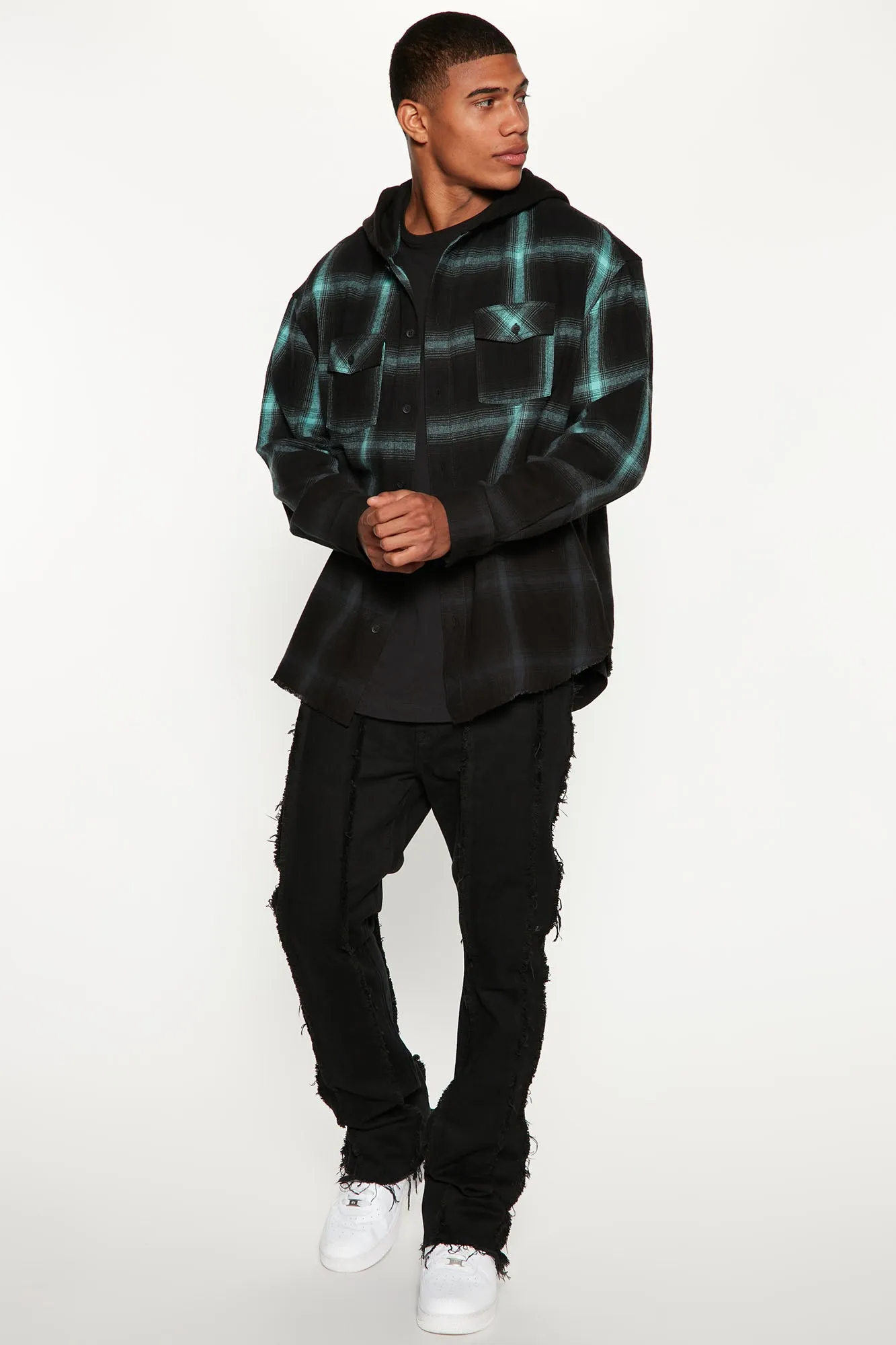 All About It Ombre Oversized Hoodie - Green/combo