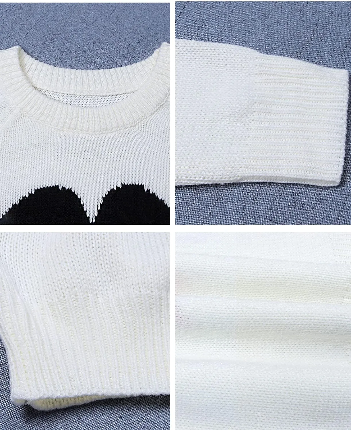 Alsol Lamesa Women's Cute Heart Sweater Long Sleeve Crewneck Pullover Ribbed Knit Casual Sweaters