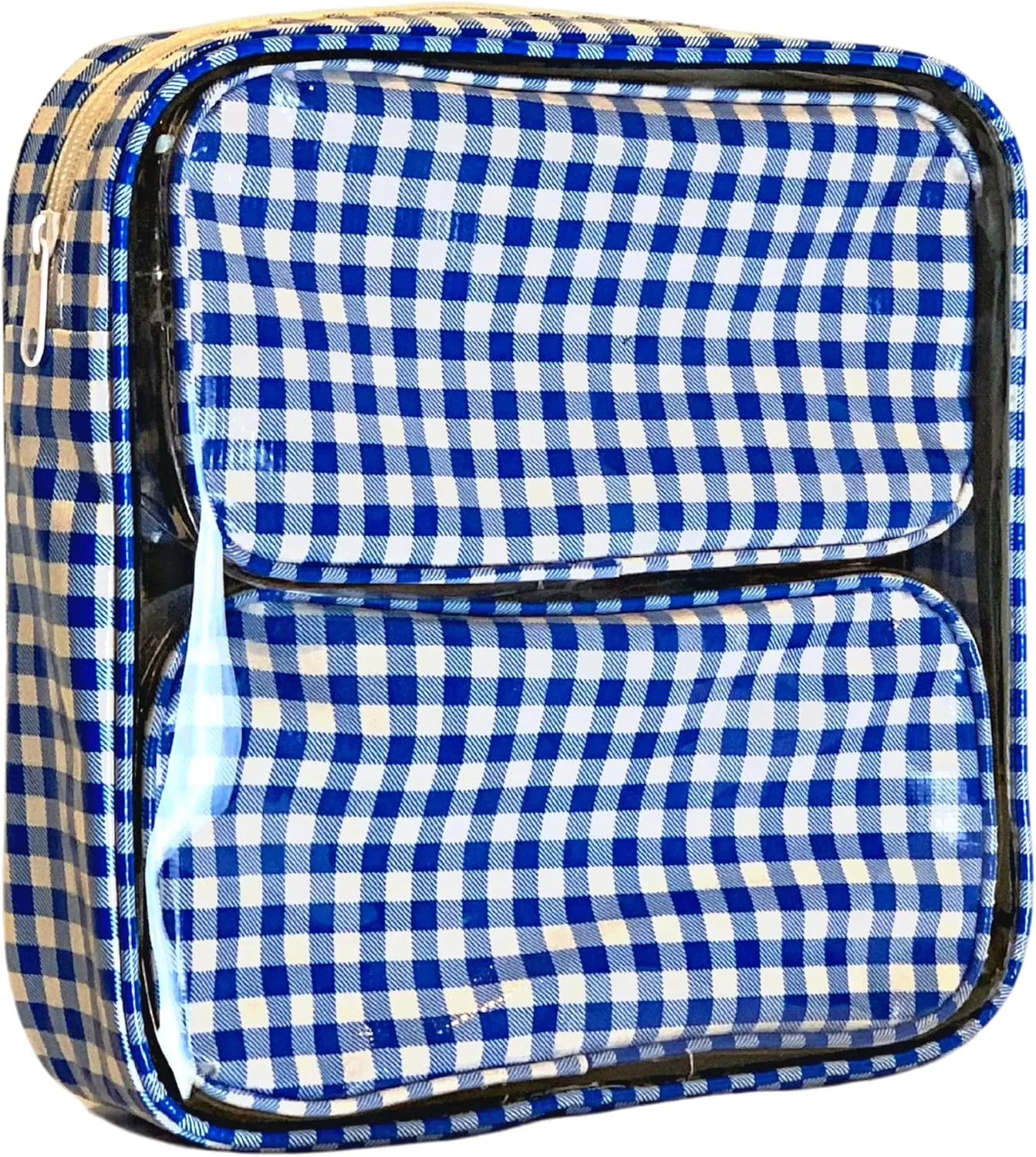 Alux 3-Pc Travel Makeup Bags for Women; Multi-Color, Chic and Stylish Travel Toiletry Bag Set; Large and Medium Makeup Bags for Vanity and Luggage and Small Makeup Bag for Purse - Gingham Blue