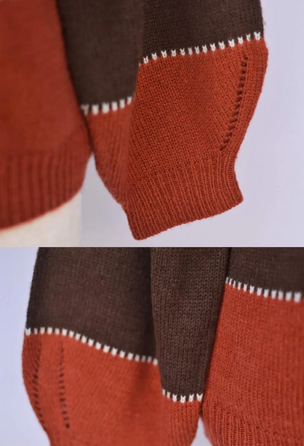 Angashion Women's Sweaters Casual Long Sleeve Crewneck Color Block Patchwork Pullover Knit Sweater Tops