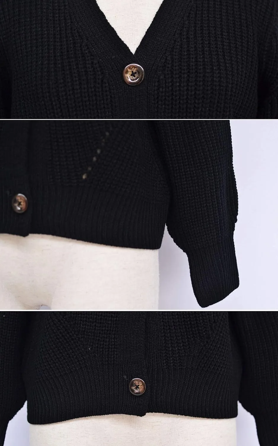 Angashion Women's V Neck Button Down Long Sleeve Cable Knit Cardigan Sweaters Outerwear Tops