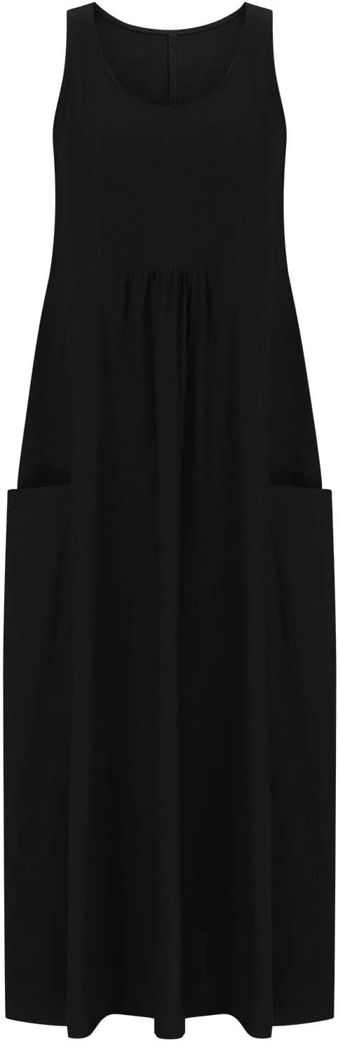 Aymnlox Womens Plus Size Summer Dress Strap Sleeveless Casual Long Sundress Elegant Ruffle Hem Striped Graphic Dresses