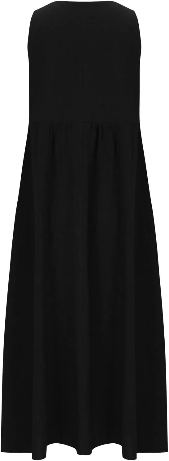 Aymnlox Womens Plus Size Summer Dress Strap Sleeveless Casual Long Sundress Elegant Ruffle Hem Striped Graphic Dresses