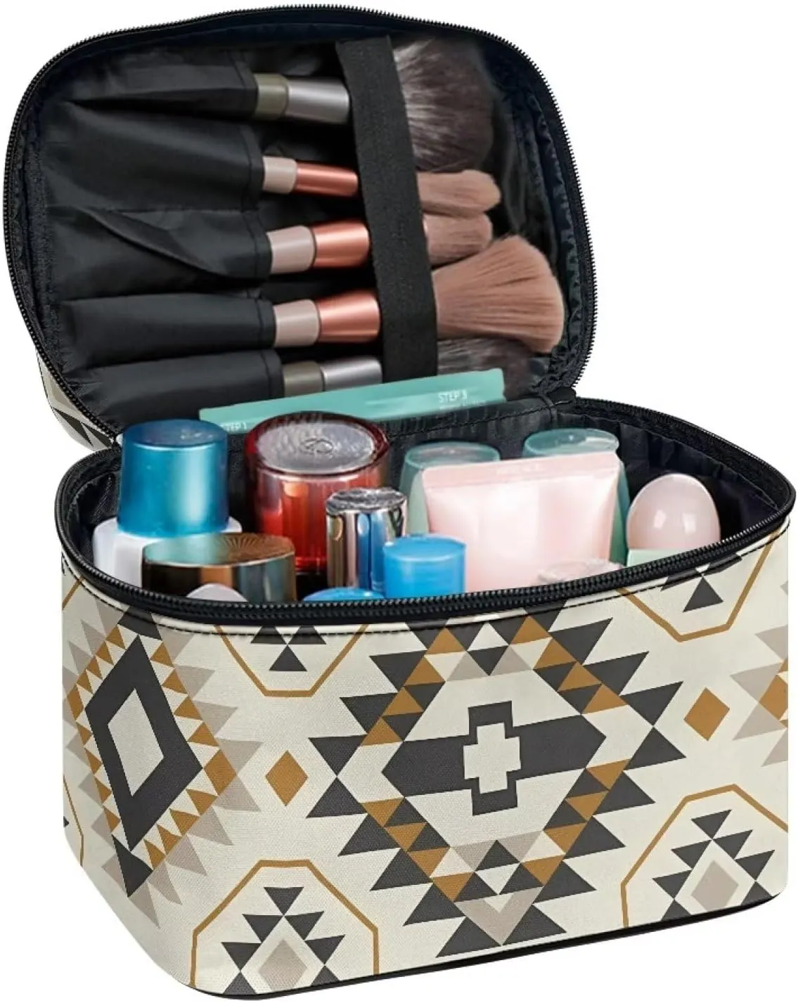 Aztec Comestic Bag for Women Makeup Brush Bag Exquisite Portable Travel Case for Toiletries Skin-Care Products with Versatile Uses