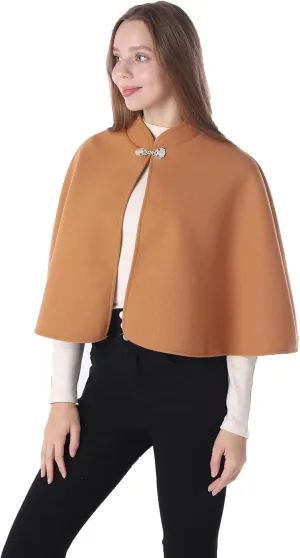 Baoqiya Wool Blend Capelet Capes Hooded Warm Poncho Bridal Stole Cape shawl for women