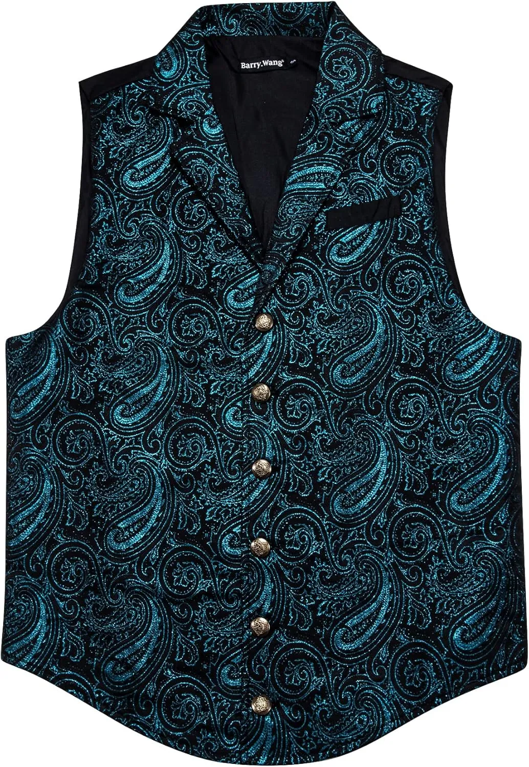 Barry.Wang Mens Paisley Victorian Suit Vest Tailored Collar Formal/Leisure Steampunk Gothic Waistcoat
