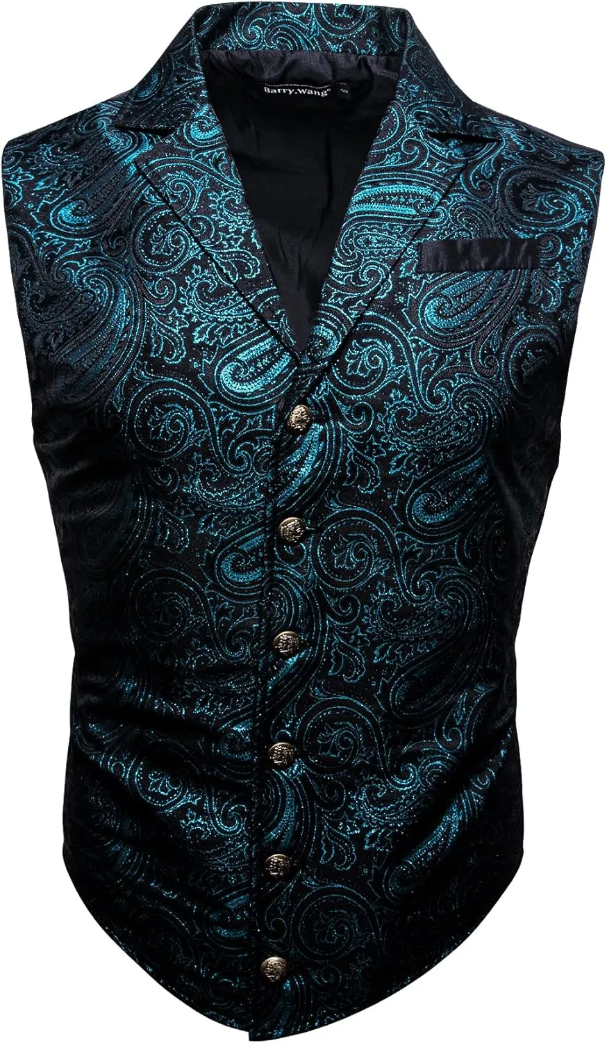Barry.Wang Mens Paisley Victorian Suit Vest Tailored Collar Formal/Leisure Steampunk Gothic Waistcoat