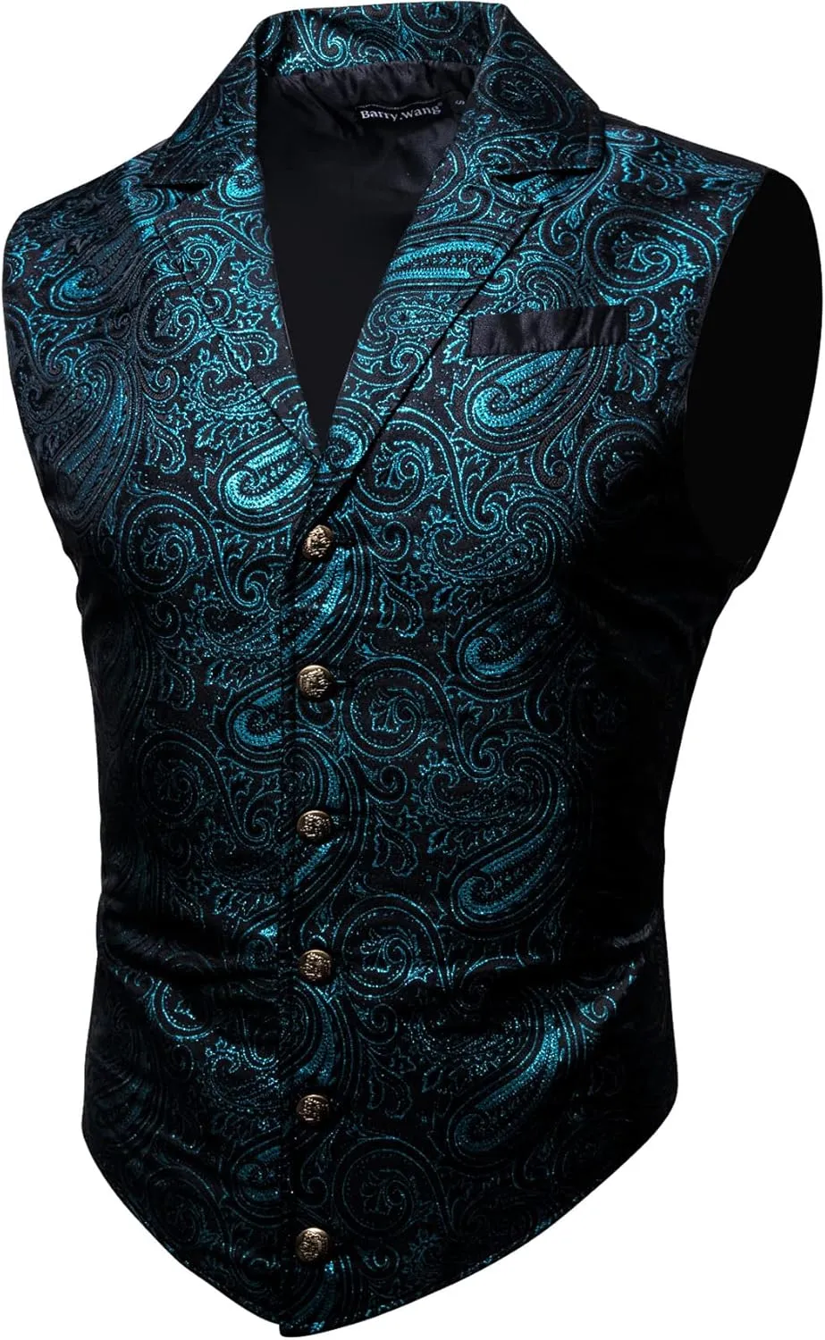 Barry.Wang Mens Paisley Victorian Suit Vest Tailored Collar Formal/Leisure Steampunk Gothic Waistcoat