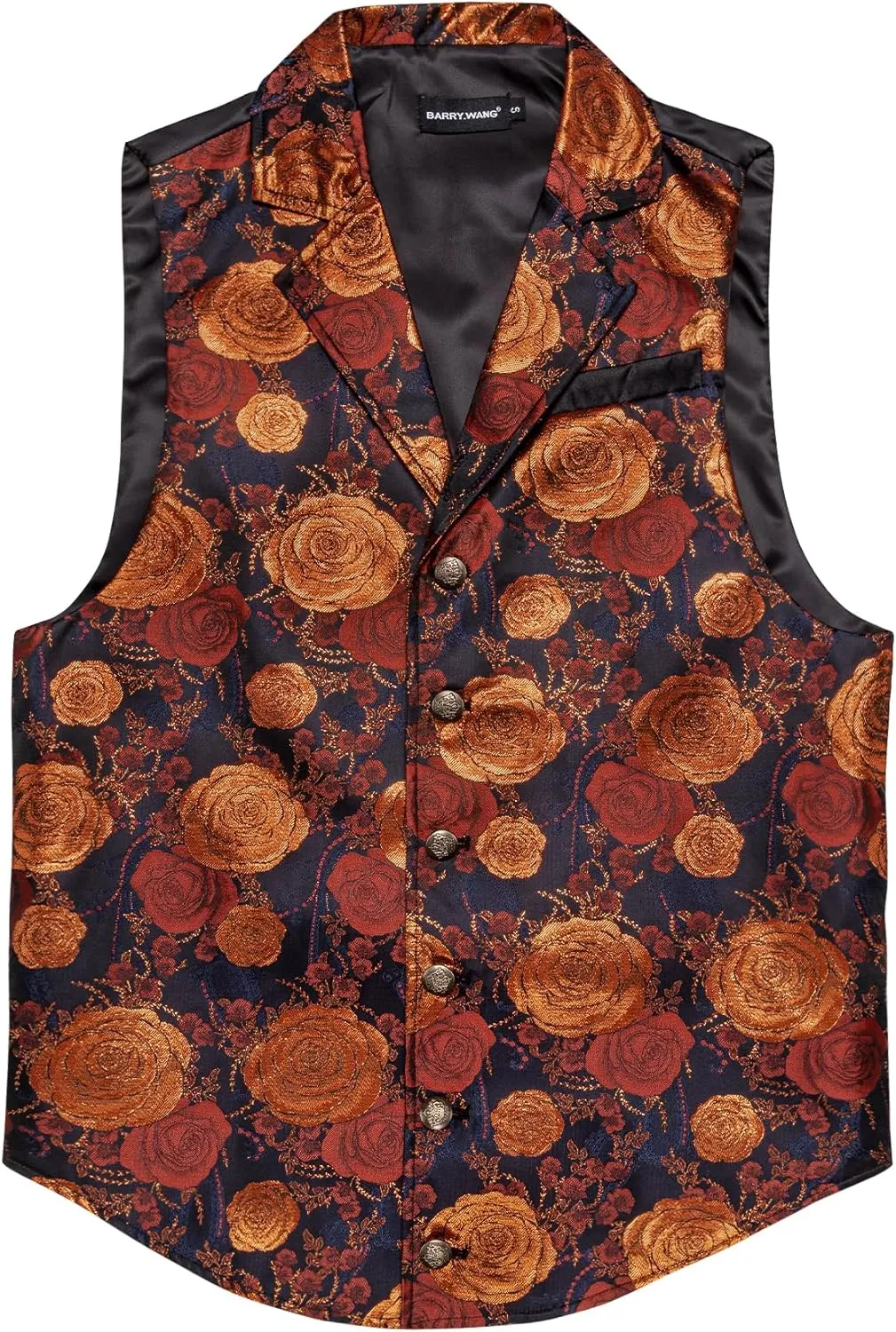 Barry.Wang Mens Victorian Vest Steampunk Gothic Paisley Tailored Collar Waistcoat Halloween Themed Party