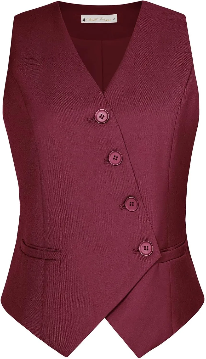 Belle Poque Waistcoat Vest for Women Suit Vest Tops Asymmetrical Hem Tuxedo Vest Sleeveless Blazers Jackets