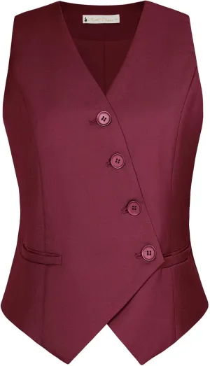 Belle Poque Waistcoat Vest for Women Suit Vest Tops Asymmetrical Hem Tuxedo Vest Sleeveless Blazers Jackets