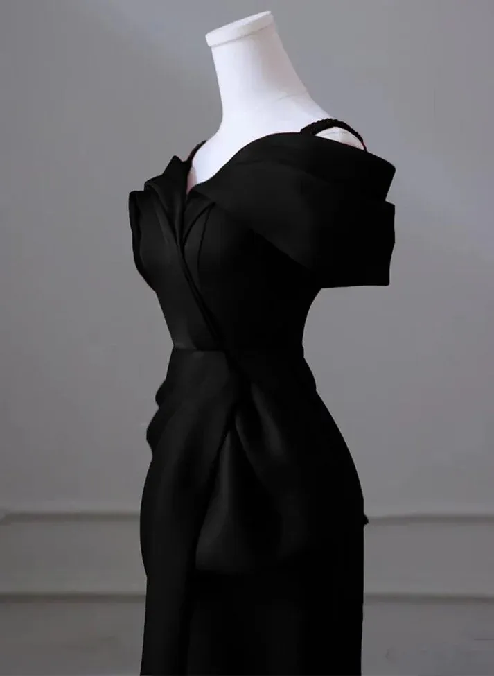 Black Off Shoulder Straps Mermaid Long Prom Dress Evening Gown  MD7243