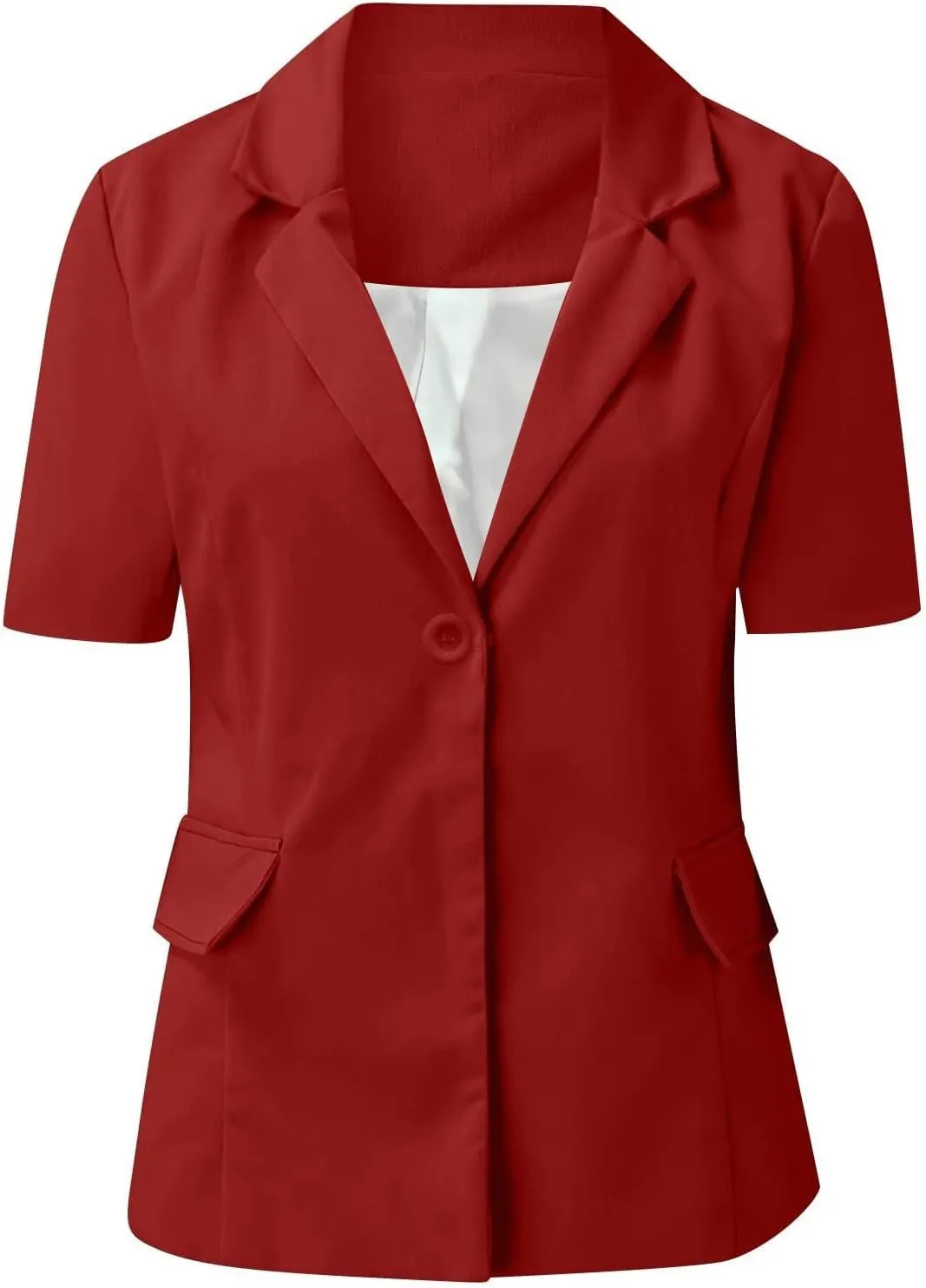 Blazers for Women Casual Work Office Slim Fit Herringbone Blazer Open Front Single Breasted Short Sleeve Suits Jacket