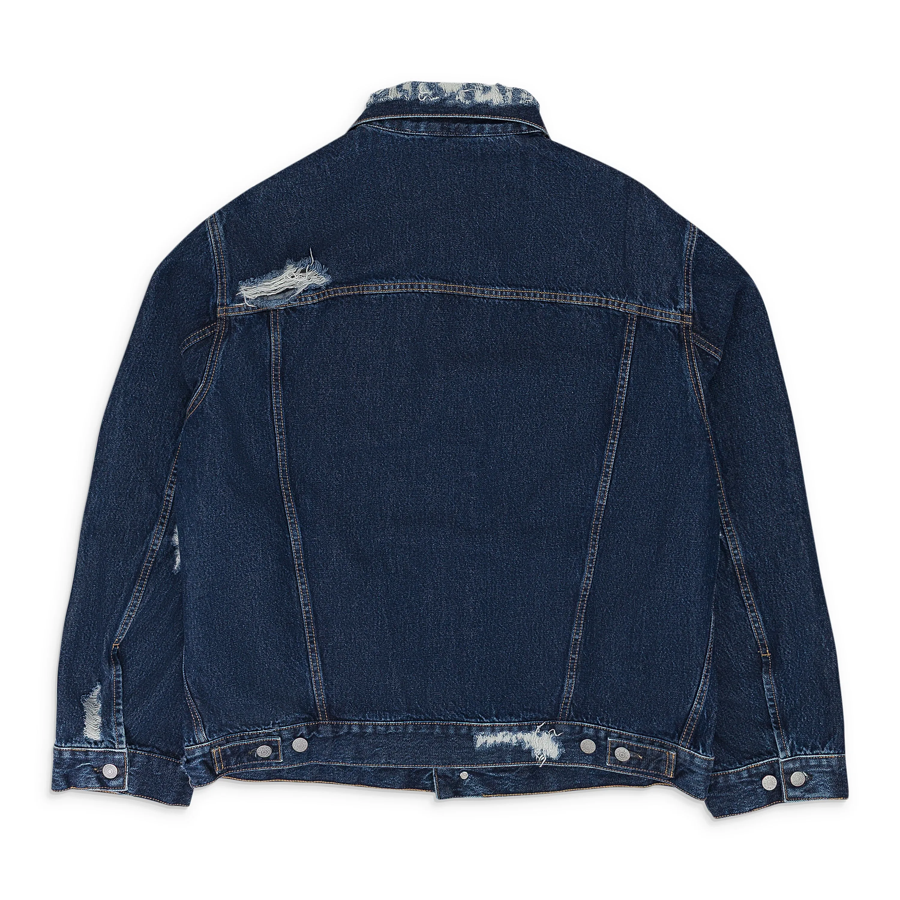 BLUE DISTRESSED OVERSIZE DENIM JACKET