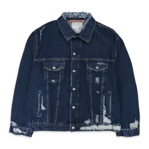BLUE DISTRESSED OVERSIZE DENIM JACKET