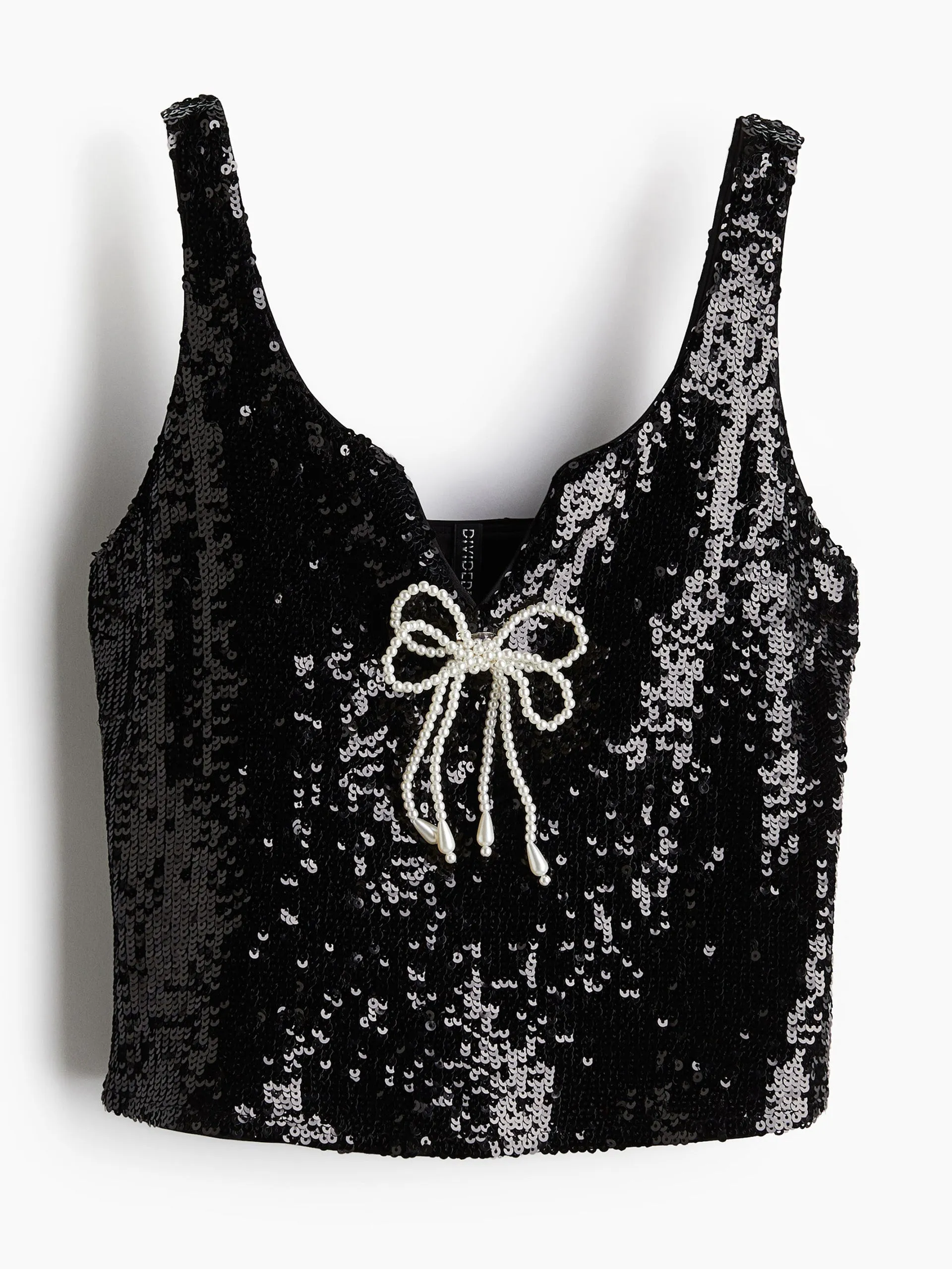 Bow-detail sequined top