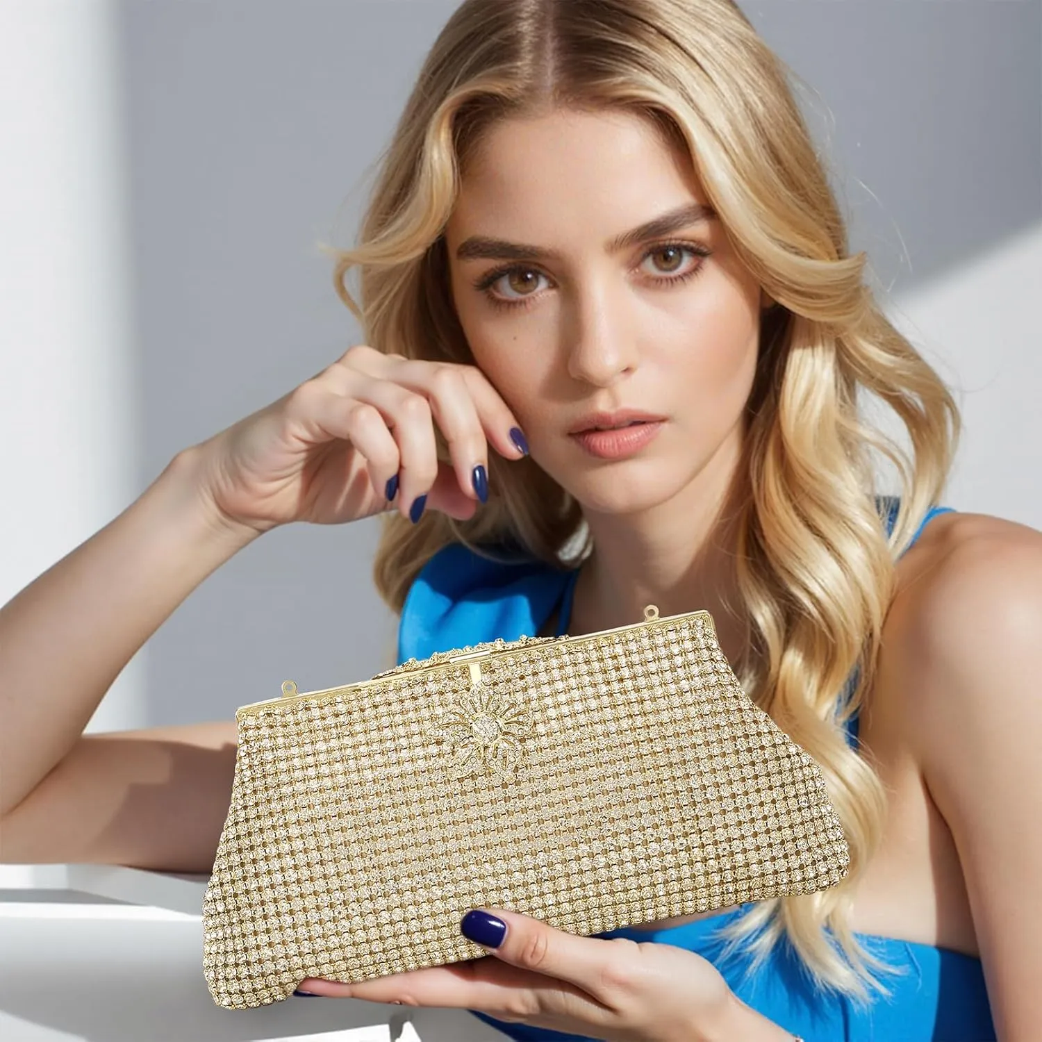Bride Purse Evening Bag Women's Evening Handbags Rhinestone Clutch Fancy Sparkle Purse Dress Purses for Party