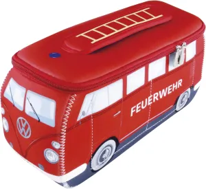 BRISA VW Collection - Volkswagen Neoprene Universal Makeup Cosmetics Toiletry Travel Pharmacy Bag in T1 Bus Design (Firetruck/Red) (Small (9.1 x 4.3 x 3.1 inches))