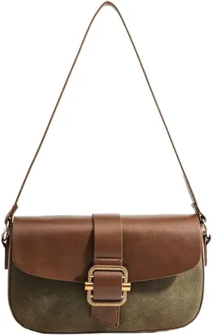 Chic Crossbody Shoulder Bags for Women Vegan Leather Purses Small Designer Handbags Color-Block Tote Satchel