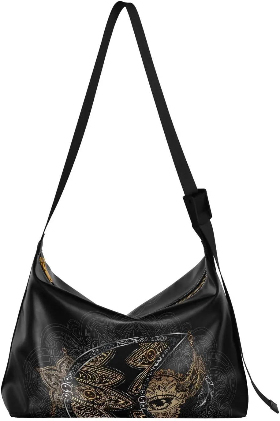 Chic Moon Boho Eyes Hobo Crossbody Bags for Women Leather Large Shoulder Bag Cross Body Ethnic Trendy Womens Tote Bags Handbag for Travel Shopping