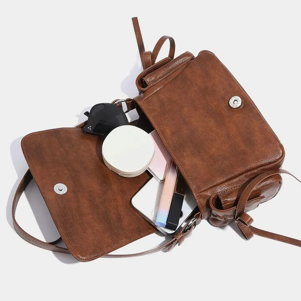 Chic Vegan Leather Shoulder Crossbody Bags for Women Trendy Y2k Handbag Small Tote Purse Ladies Satchels