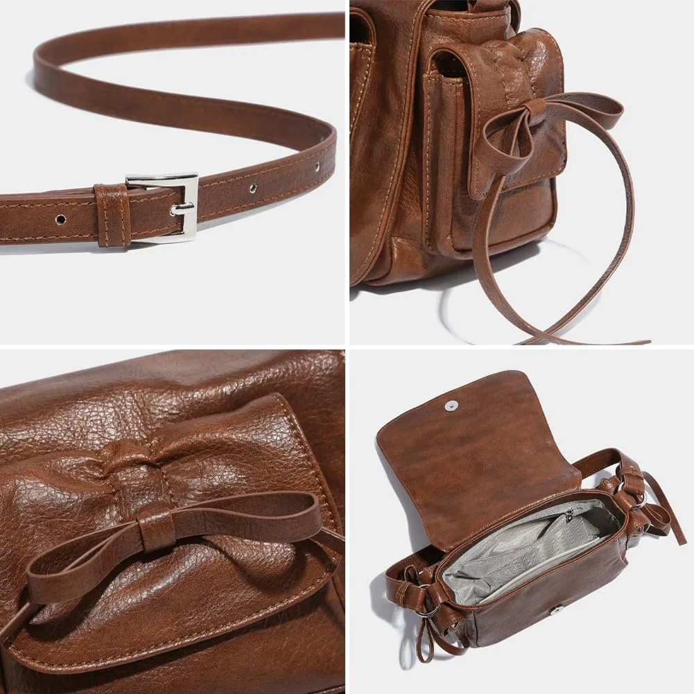 Chic Vegan Leather Shoulder Crossbody Bags for Women Trendy Y2k Handbag Small Tote Purse Ladies Satchels
