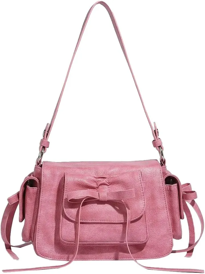 Chic Vegan Leather Shoulder Crossbody Bags for Women Trendy Y2k Handbag Small Tote Purse Ladies Satchels