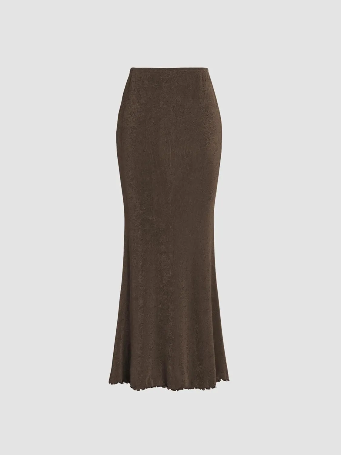 CIDER High Waist Skirts for Women Mermaid Skirt Fishtail Ruched Bodycon Long Maxi Skirt Lettuce Trim Stretchy
